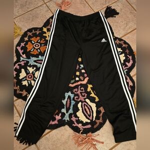 Vintage Adidas Black Breakaway Joggers with White Stripes